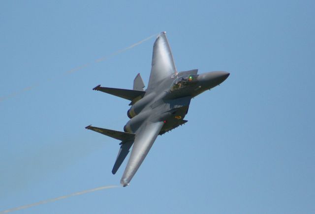 F15E — - An F-15E(SJ)from Seymour Johnson AFB turns and burns overhead at Wings over Whiteman 2009.