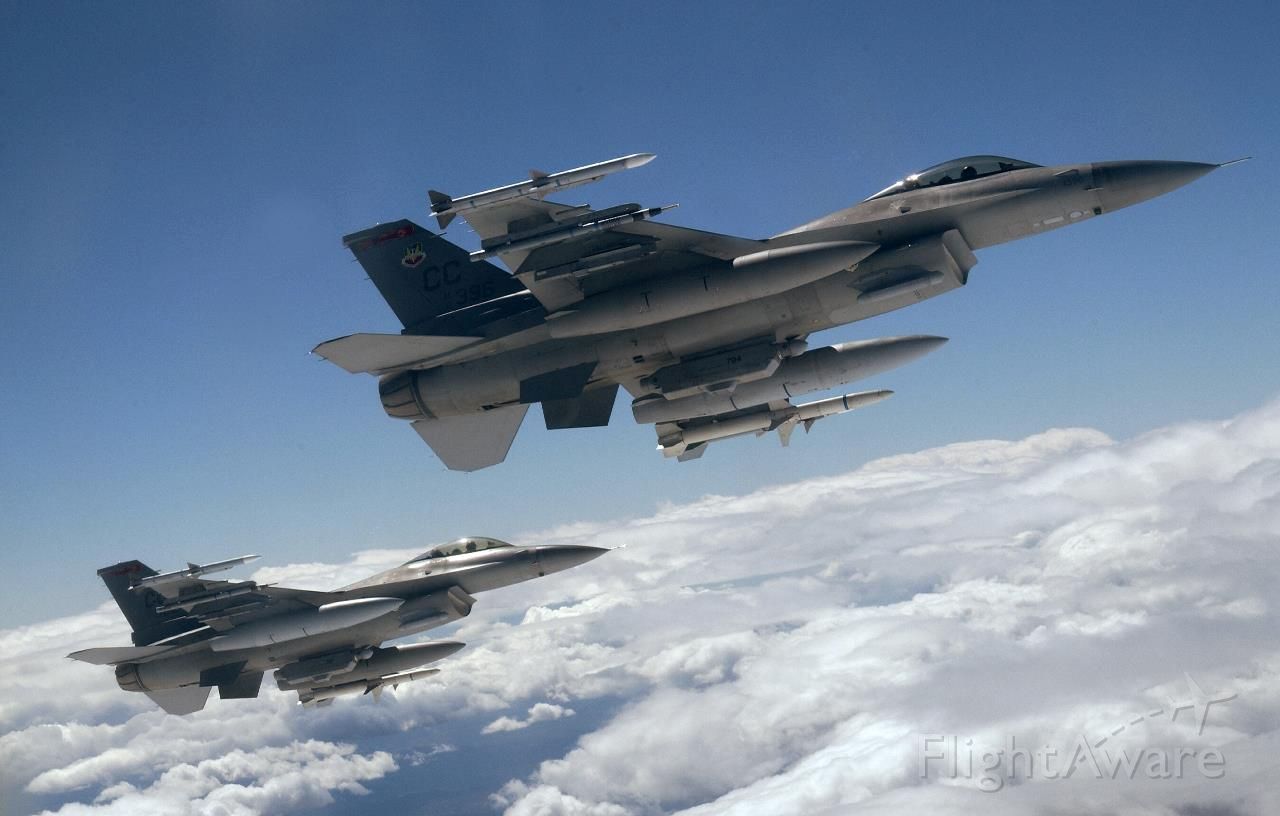 — — - Two F-16s from 522nd Fighter Squadron   HURAH!