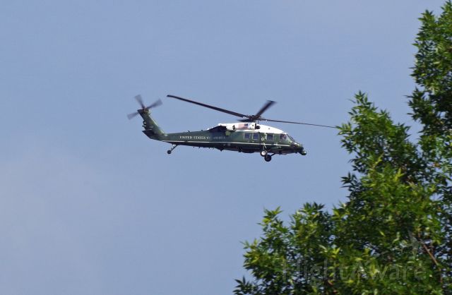 Sikorsky S-70 — - MORRISTOWN, NEW JERSEY, USA-JULY 27, 2018: Seen leaving Morristown Municipal Airport was one of the three U.S. Marine helicopters transporting President Donald Trump to his home in Bedminster, New Jersey where he spent the weekend.