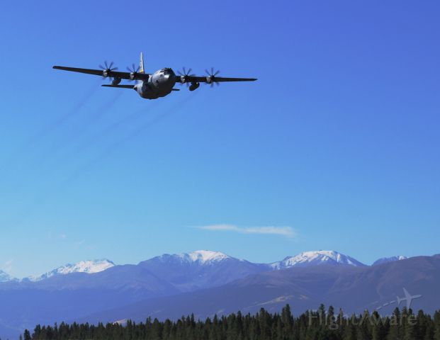Lockheed C-130 Hercules — - 8-bladed C-130H model from the Wyoming ANG.  This was actually an accidental photo!
