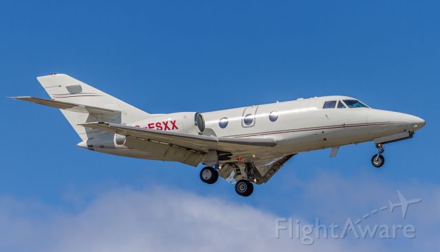Dassault Falcon 10 (C-FSXX) - Operated by Air Baffin, this Falcon 10 is seen on short finals for runway 05 at YYZ arriving from Ottawa