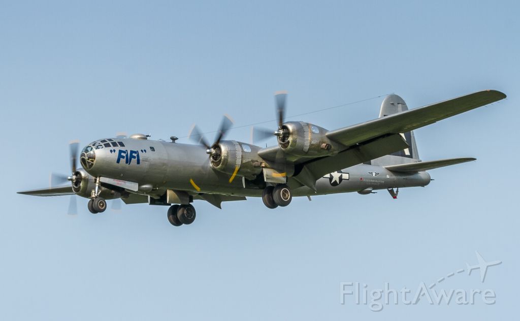 Boeing B-29 Superfortress (NX529B) - A real treat to see this old bird in London, Ontario. Arrived just in time to see her airborne as she makes her way back from the first of two flights for the day. Thanks to the guys and girls of the Commemorative Air Force for bringing her up to Canada!!