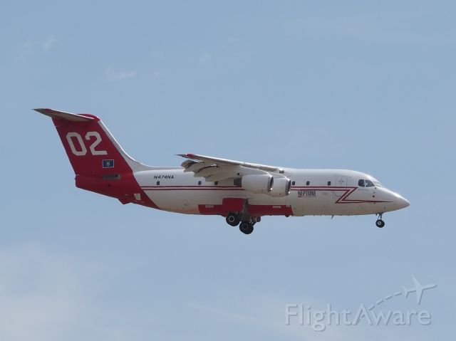 British Aerospace BAe-146-200 (N474NA) - Neptune Aviation Services BA46 short final runway 1R Abilene Regional Airport.   Fighting wildfires in the Abilene, Texas area, April 10, 2022.