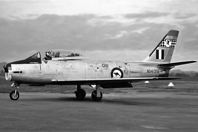 North American F-86 Sabre (A94351) - Commonwealth Aircraft Corporation Sabre A94-351 75 sqdn Wagga Wagga (YSWG) circa 1960/1961.