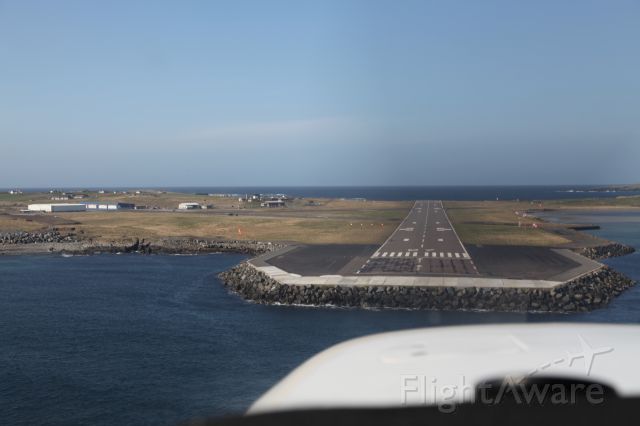 Mooney M-20 Turbo (N228RM) - Landing at Sumburgh Airport for fuel stop on our transatlantic trip to Florida