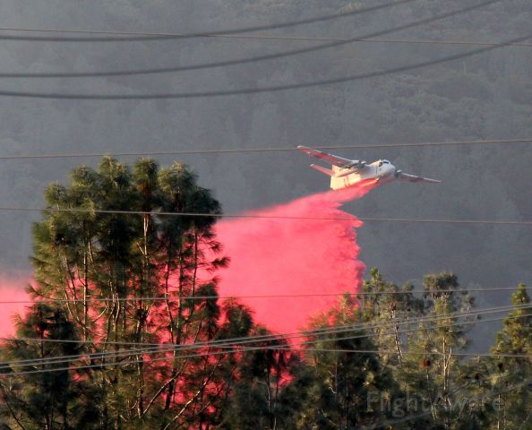 MARSH Turbo Tracker (N448DF) - KRRD Tanker 95 from the CALFIRE Redding Air Tanker base, makes a full air tanker drop on the "Lake Fire" Sept 10th, 2016 on the west side of the City of Shasta Lake, CA. click full.