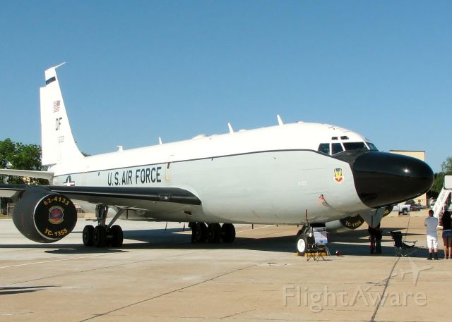 Boeing C-135FR Stratotanker (62-4133) - At Barksdale Air Force Base. Two engines were painted black with the one wing and the other side was painted in the regular colors. I asked and one of the crew said it was for fighter jets to test their radar lock on.