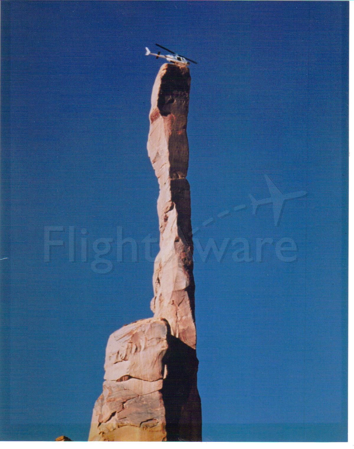 N855B — - The Totem Pole, Monumet Valley, AZ.  The last helicopter allowed to land by the Navajo Indian Tribe.  Two guys got out!