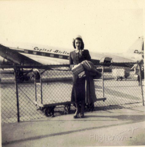 — — - My mom getting ready to fly from Grand Rapids Michigan to New York, Idlewild  (now called JFK) in 1949.