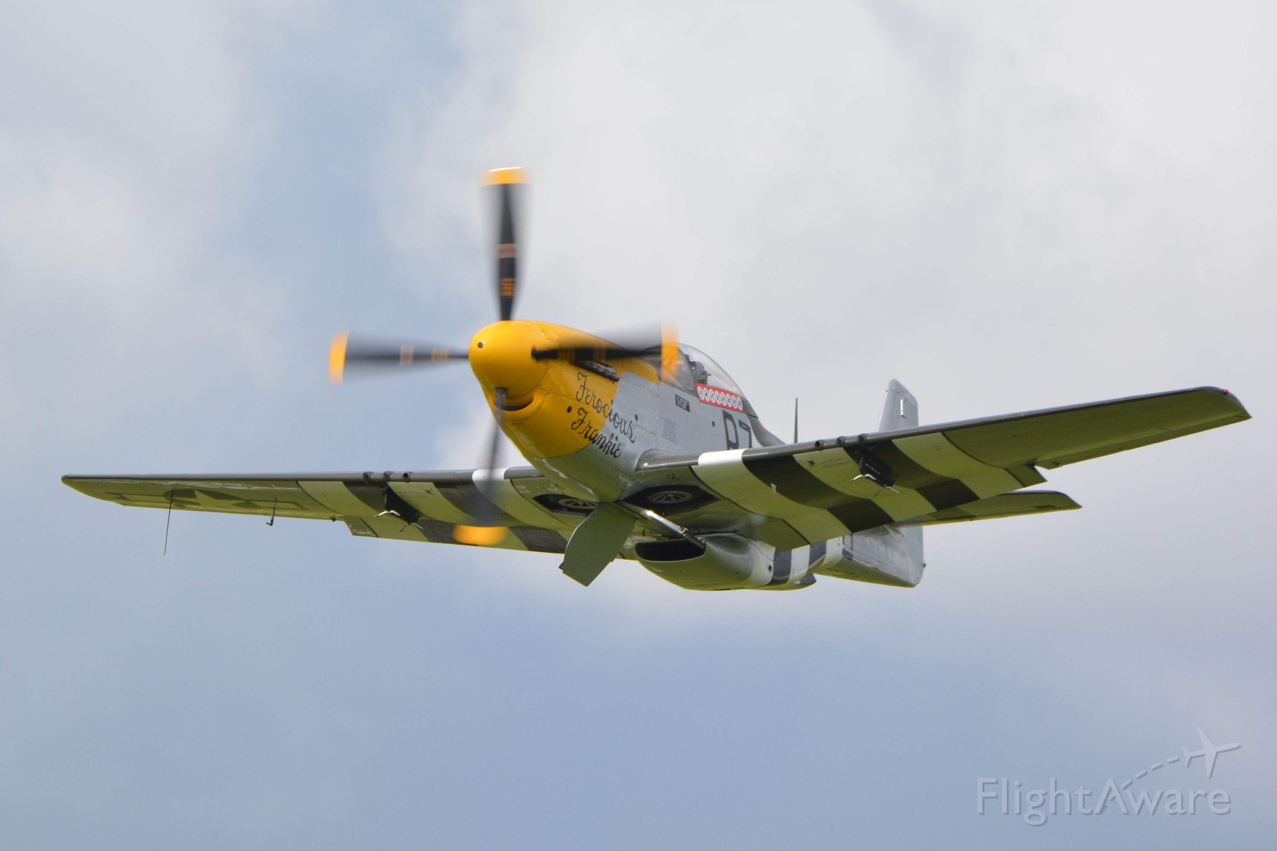 North American P-51 Mustang (G-BTCD) - P51D Mustang just after take-off, about to join Spitfire MH434 – both from the Old Flying Machine Company – in  a close formation display over Goodwood on 12 September 2015