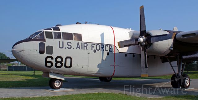 FAIRCHILD (1) Flying Boxcar (RCAF22105) - Flashback to 2013 ~~~br /A C-119F "Flying Boxcar" (first operated by the Royal Canadian Air Force as RCAF22105, later registered as N15506, now painted as 51-2680 to honor the memory of a C-119 of that reg and the entire crew aboard it that mysteriously disappeared in the Bermuda Triangle) seen here on well-tended display at the Niagara Falls Air Reserve Station (NFARS) at KIAG.