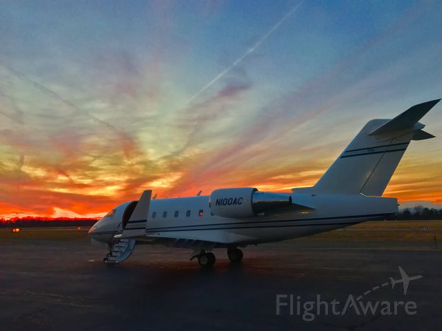 Canadair Challenger (N100AC) - Challenger 604 sunset at Charlottesville airport 