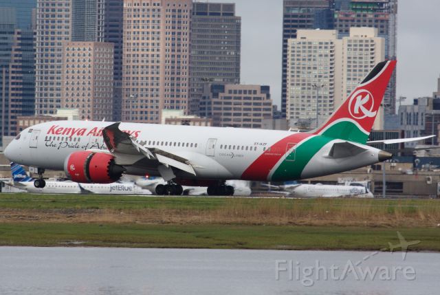 Boeing 787-8 (5Y-KZF) - Kenya Airways B788 arrival to Boston Logan - diverting from JFK due to weather on 5/15/22.
