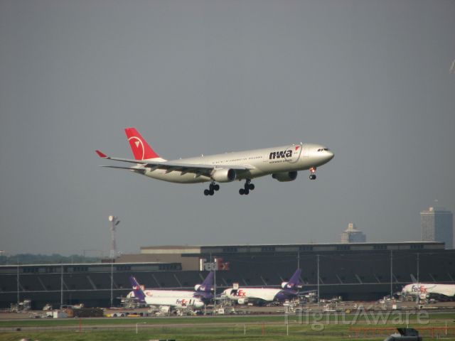 Airbus A330 — - NWA flight from Amsterdam landing at Memphis International.