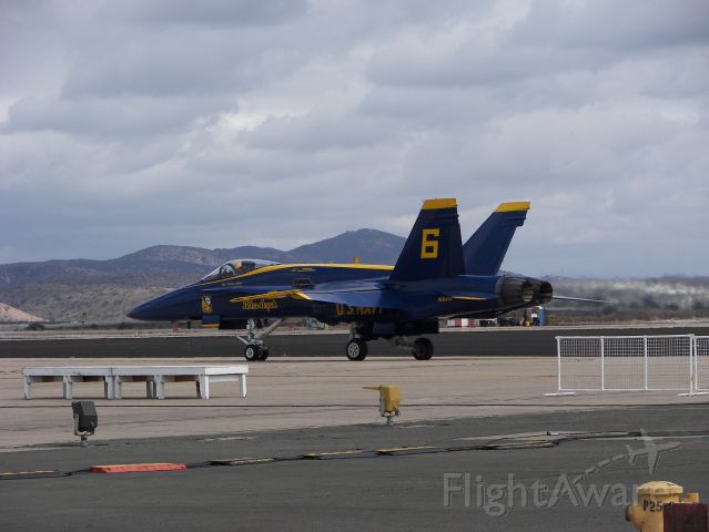 McDonnell Douglas FA-18 Hornet — - MCAS Miramar Airshow 2008  San Diego, CA  Solo pilot #6 taxiing for takeoff.
