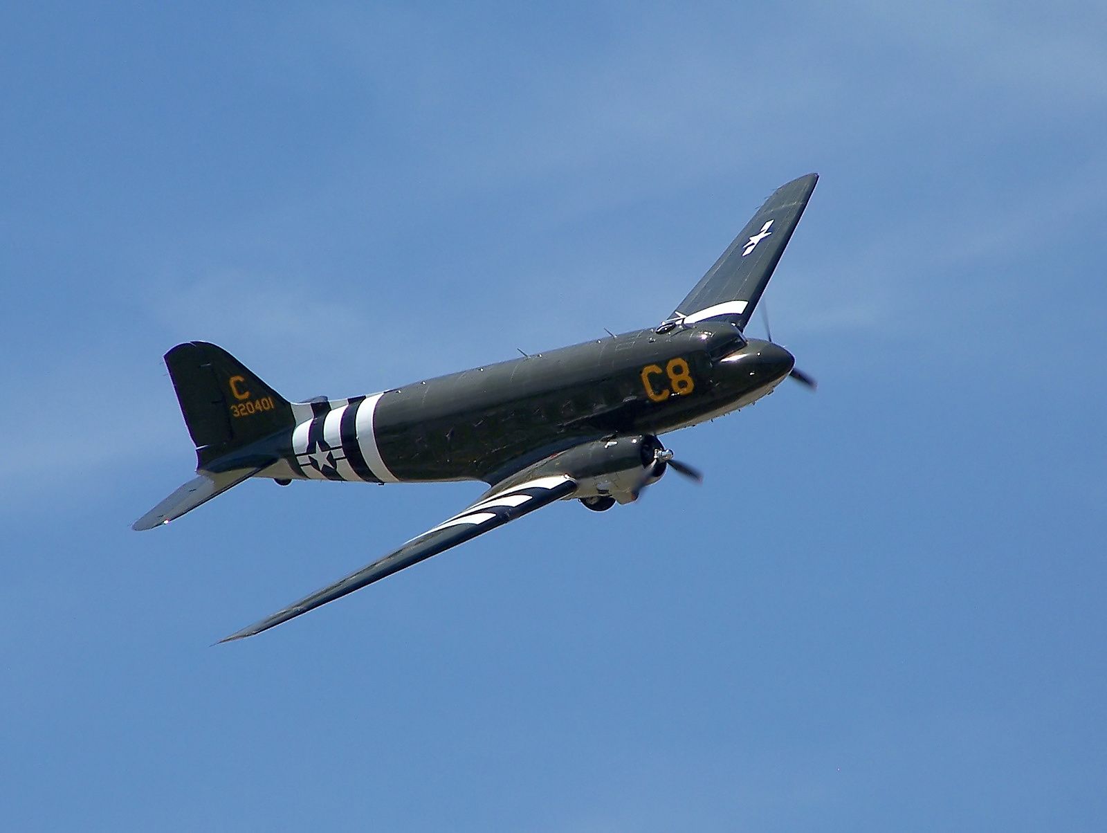 — — - C47 with D Day markings (Invasion Stripes)