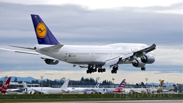 BOEING 747-8 (D-ABYS) - BOE38 on final to Rwy 16R to complete a C2 flight on 2/12/15. (ln 1512 / cn 37843).