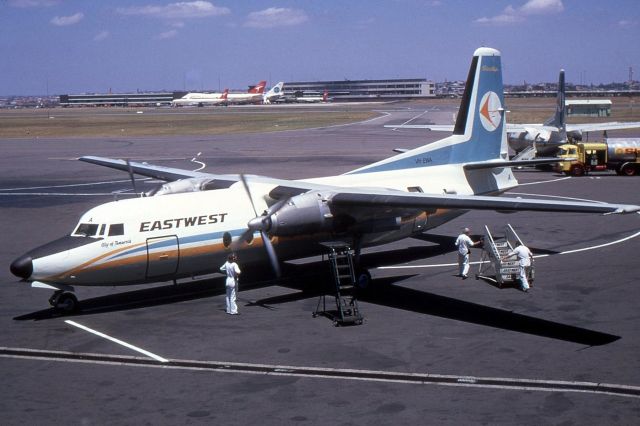 FAIRCHILD HILLER FH-227 (VH-EWA) - Fokker F27-100 VH-EWA of East West Airlines at Sydney Airport in 1974