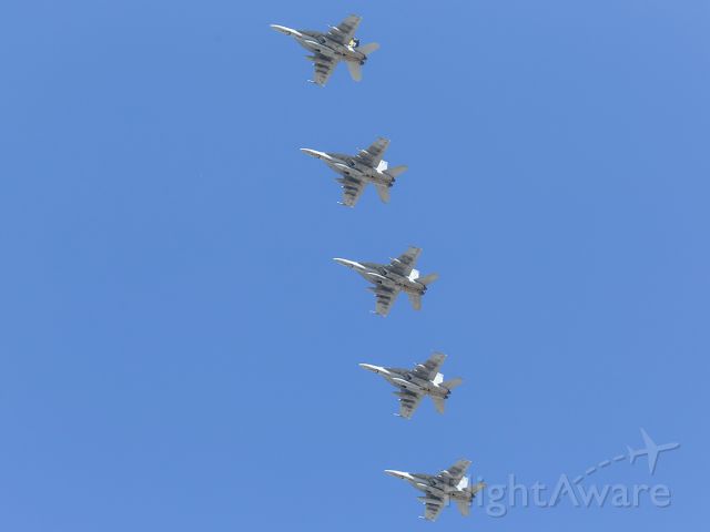 McDonnell Douglas FA-18 Hornet (16-6859) - Strike Fighter Squadron 115 (VFA 115) "Eagles" arrive in formation over Townsville. The Squadron sent a total of 8, F-18 Super Hornets, staying 3 weeks, based at RAAF Townsville.