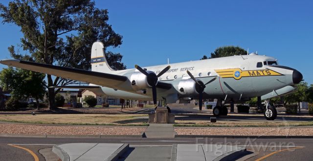4272560 — - 1942 .... From Douglas to USAAF as a Douglas C-54D Skymaster {military variant of the Douglas DC-4} ... (42-72560).br /1955 ..... To US Navy and redesignated as an R5D-3 (56505).br /1975 ..... Declared surplus; sold.br /1975 ..... Purchaed by Central Air Service (N67041) and placed in operation as an Air Tanker (Tanker 149).br /1988/9 ... Acquired by Travis Heritage Center and placed on display at Travis AFB Air Museum in its former MATS livery (42-72560).br /May, 2022 .... Photographed here still on static display on Travis AFB (KSUU), CA.br /br /** MATS ..... M(ilitary) A(ir) T(ransport) S(ervice). Established in 1948 by combining the USAF's Air Transport Command and the USN's Naval Air Transport Service into one DoD Unified Command. MATS existed until the mid 60s (1966) when it was superseded by the USAF Military Airlift Command (MAC). The blue and gold "earth' circle visible in the center of the MATS livery is the MATS emblem.