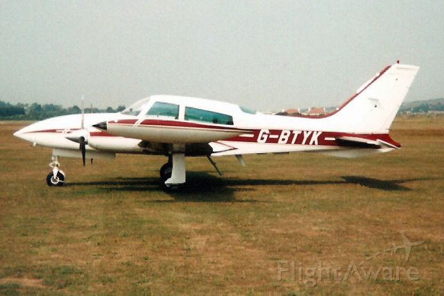 Cessna 310 (G-BTYK) - Seen here in Aug-95.br /br /Reregistered N747YK 28-Jul-17.