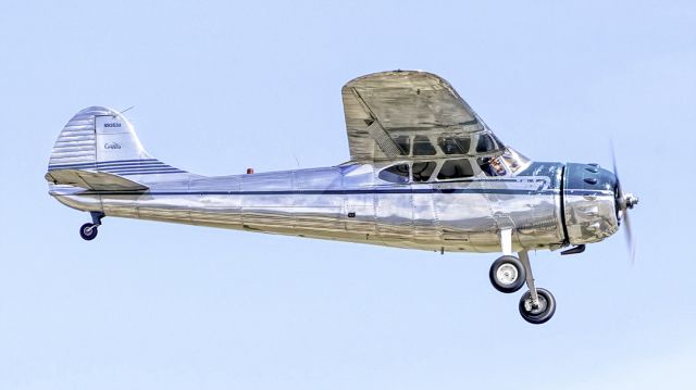 Cessna LC-126 (N9353A) - Cessna 195 on approach to Buckeye Air Fair AOPA Fly-In, 02 2023.