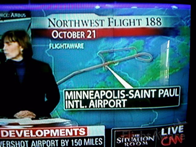 Boeing 757-200 (NWA188) - Screen capture of FlightAware map on CNN.