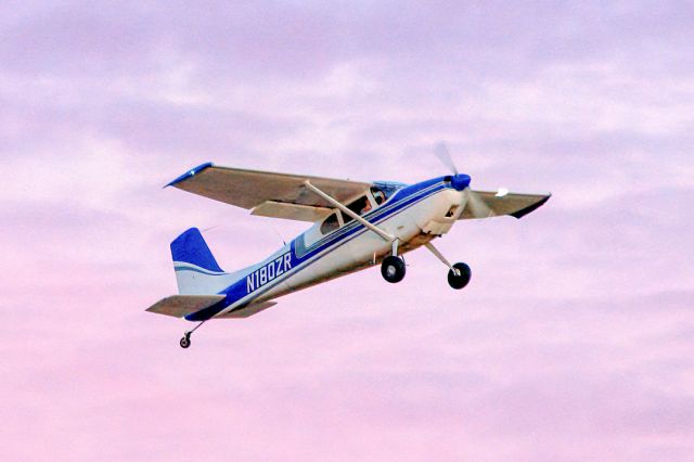 Cessna Skywagon 180 (N180ZR) - Cessna 180 enjoys colorful sunset departure from Livermore Municipal Airport (CA). April 2021.