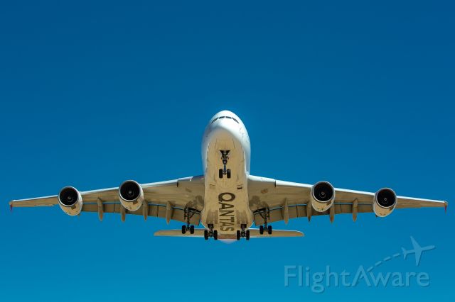 Airbus A380-800 (VH-OQA) - Thanks to USN for helping me set up this shot. A 13 hour and 9 minute flight from Sydney to Victorville on July 10th at 10:57 AM. Qantas is supposed to send all 11 A380s to VCV. 