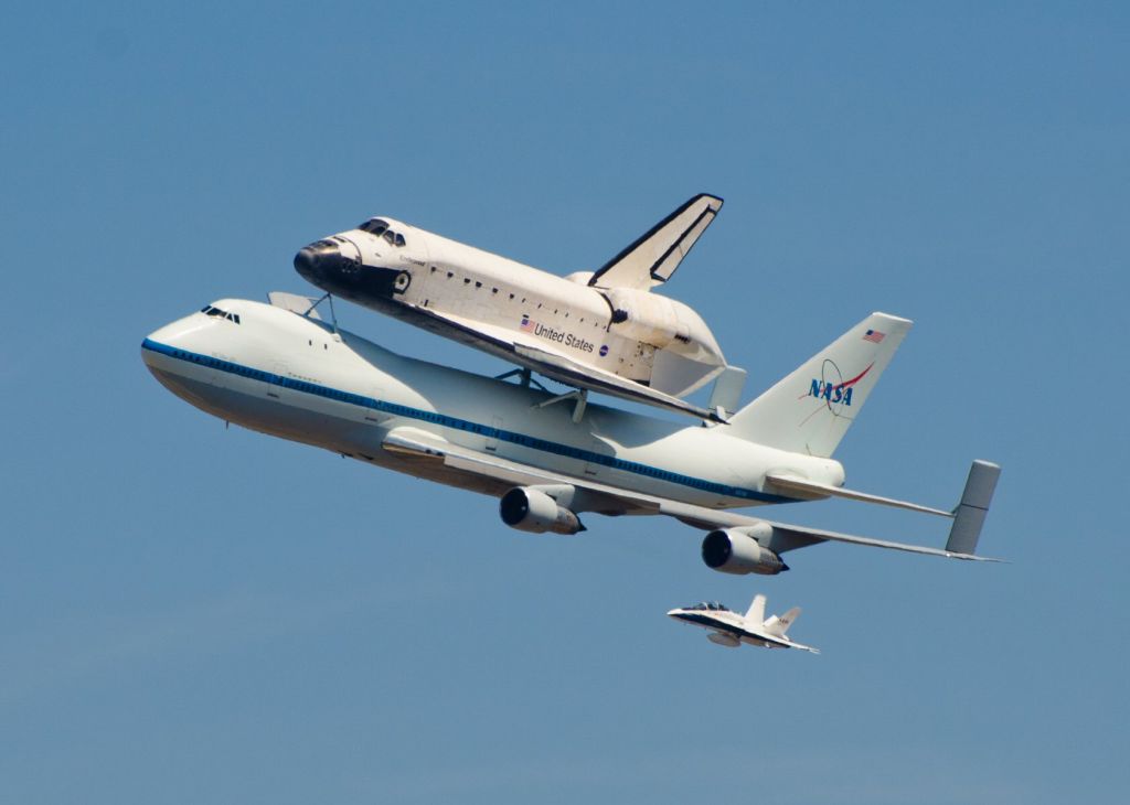 N905NA — - Final low pass at LAX by NASA 747 with Space Shuttle Endeavor before landing.