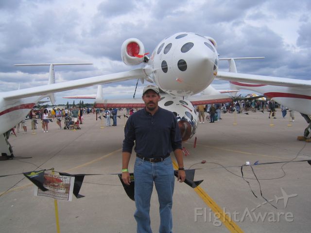 — — - Me in front of White Knight and Space Shipe One at Oshkosh