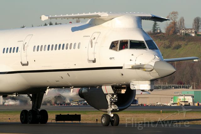 Boeing 757-200 (N757A) - Highly modified 757-200 with F-22 Raptor nose and wing arriving after a test flight.