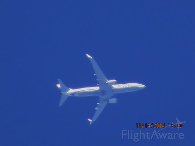 Boeing 737-800 (N528AS) - Alaska Airlines flight 774 from SEA to TPA over Baxter Springs Kansas (78KS) at 33,000 feet.