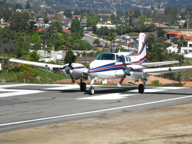 Beechcraft Twin Bonanza (N360KR) - Twin Bonanza departing Runway 18 at Fallbrook Airpark, CA  (l18)