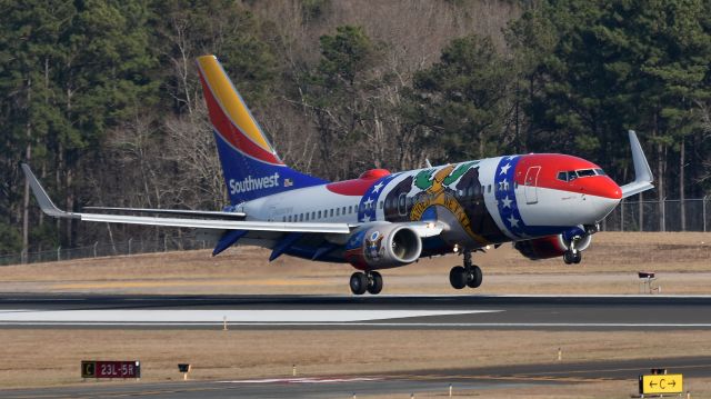 Boeing 737-700 (N280WN) - Southwest Airlines Boeing 737-700 "Missouri One" (N280WN) arrives at KRDU Rwy 23L on 2/11/2017 at 3:31 pm