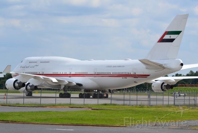 Boeing 747-400 (A6-HRM) - Dubai Air Wing, at KCLT, is the paramilitary airline of the government of Dubai, United Arab Emirates. The airline is used by the Dubai Royal Family, namely the Emir of Dubai, as well as government officials (Wikipedia). - 9/11/18