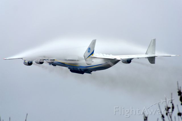 Antonov An-225 Mriya (UR-82060) - Tons of vapor, vortices, and smoke as the beast climbs out of Minneapolis/St. Paul.