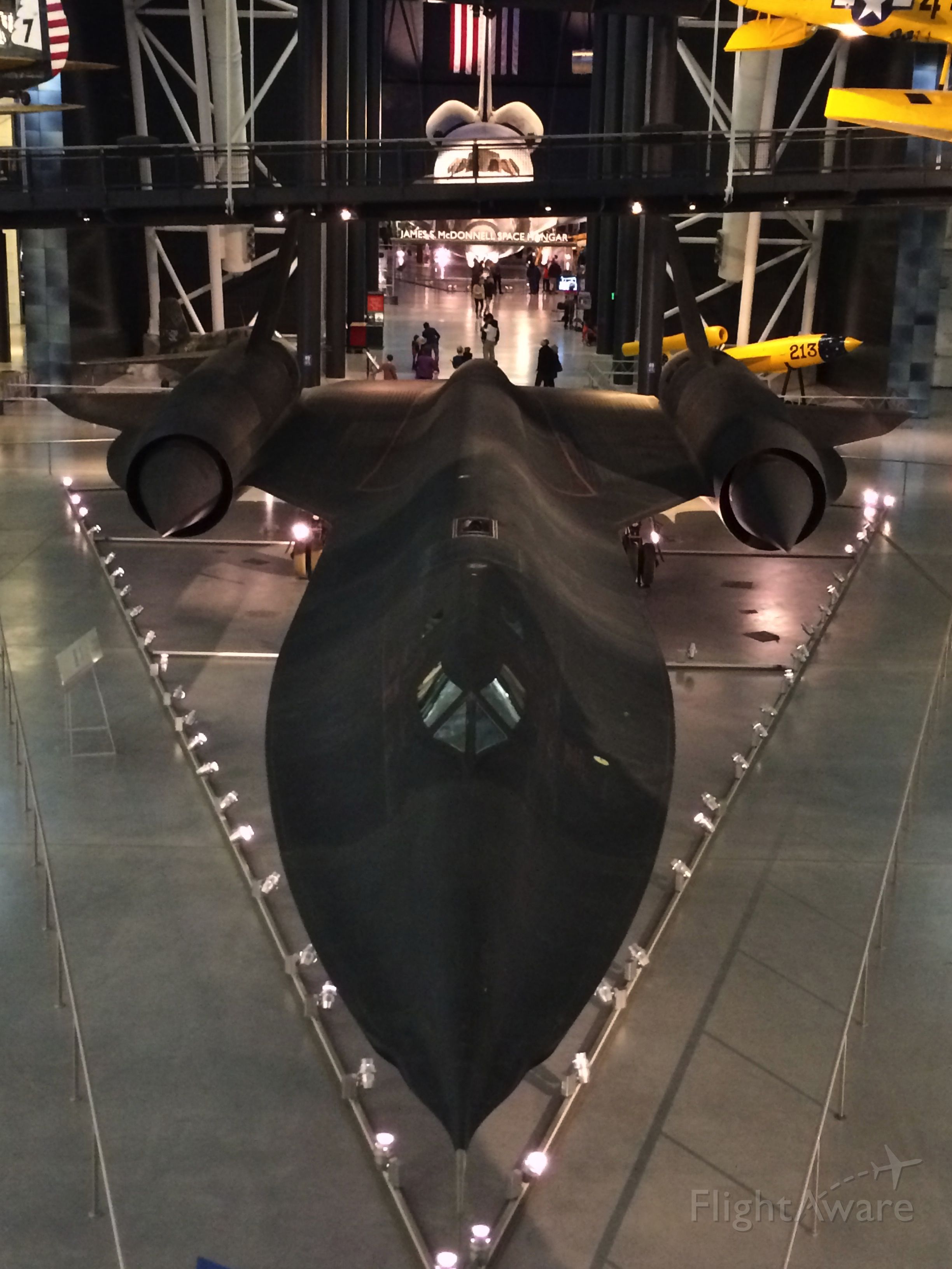 Lockheed Blackbird — - SR-71 with Discovery in the background at the Steven F. Udvar-Hazy Center, National Air and Space Museum in Chantilly, VA. 