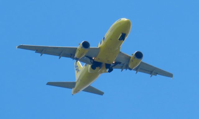 — — - New airline to Louisville, KY. This A319 flew directly over me this morning. Nice bright yellow again a blue sky. 