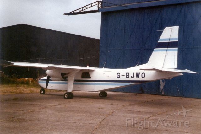 ROMAERO Islander (G-BJWO) - Seen here in Jun-89.  Reregistered G-NOIL 21-Dec-12.