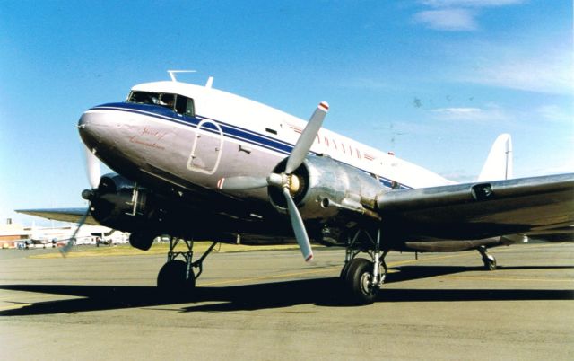 Douglas DC-3 (ZK-AMS) - Pioneer Aviations lovely old DC3 on the apron at the 1994 Christchurch Airshow on the Deep Freeze Apron, along with an Air France Concorde, C5A Galaxy, and other RNZAF flying machines!