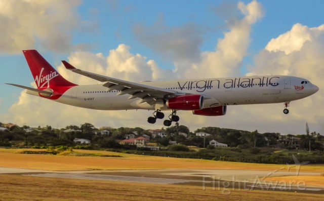 Airbus A330-300 (G-VSXY) - Virgin Atlantic flight 131 arriving in Barbados on runway 09 from London Heathrow