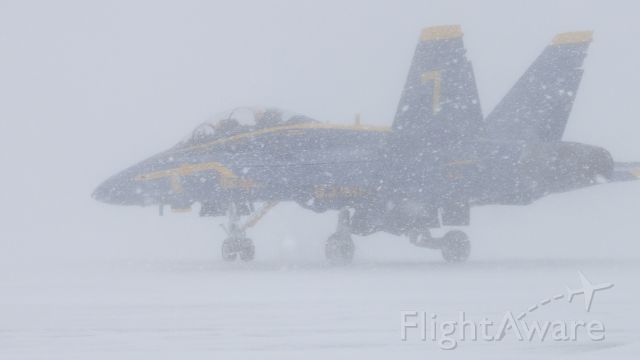 McDonnell Douglas FA-18 Hornet (SE-VEN) - The Blue Angels are Headlining in our Airshow in July. They were here to start with the plans for the show. We had snow that day and they had to de-ice.