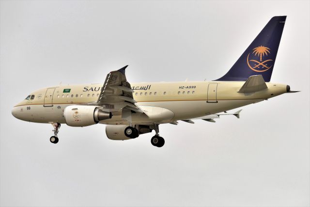 Airbus A318 (HZ-AS99) - Saudi Royal Flight ACJ landing Runway 32 01-09-22