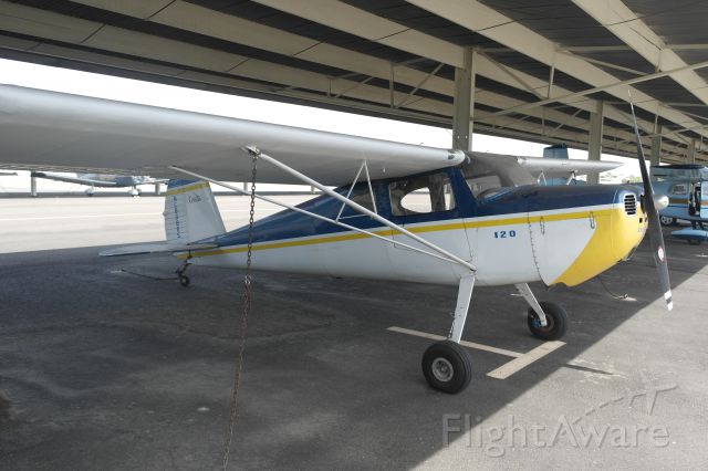 Cessna 120 (N89885) - Parked at Fresno Chandler Executive in Fresno, California on April 11, 2015.