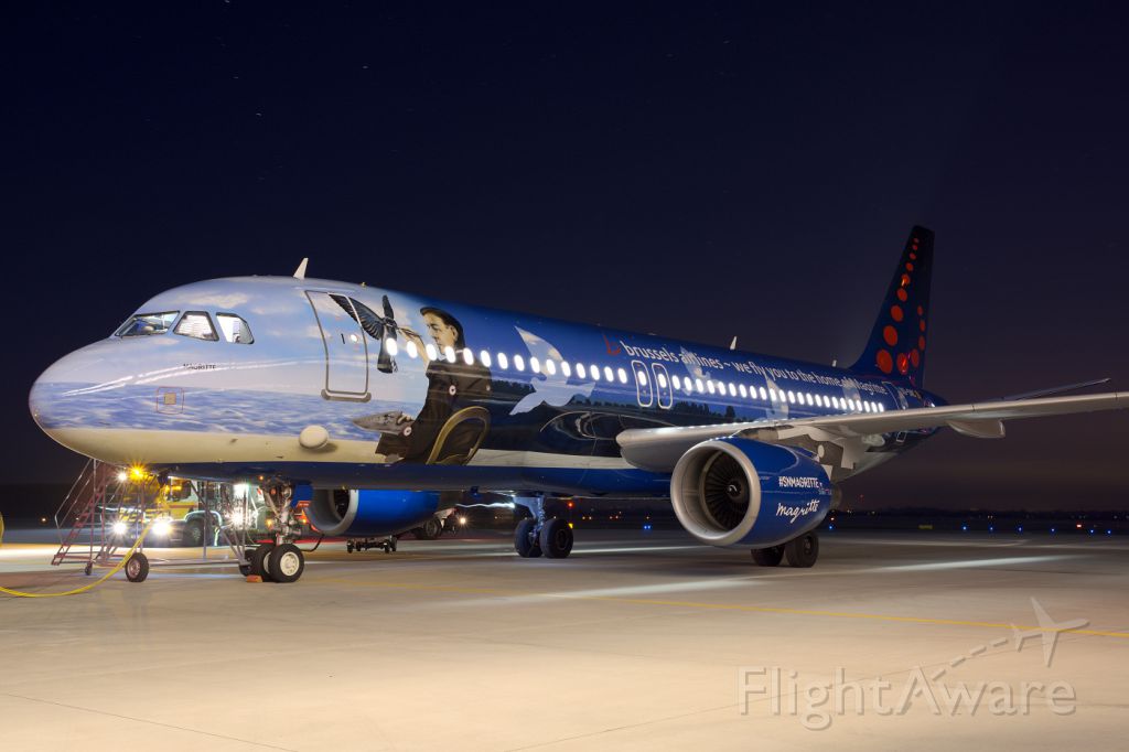 Airbus A320 (OO-SNC) - Brussels Airlines is now launching a new customised livery featuring a reference to the work of the Belgian surrealist painter René Magritte. The plane features the image from the 1966 work The Promise, an silhouette of a dove filled in with a cloudy blue sky.