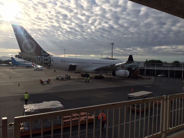Airbus A330-300 (DQ-FJU) - On the  mornig of our departure from Nadi airport Fiji there A330 was just unloaded from a delayed flight from KLAX DQ 811 Good shot from my I phone 2016