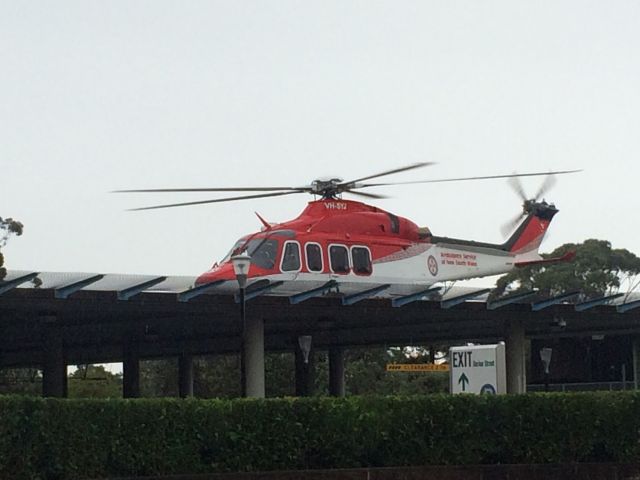 BELL-AGUSTA AB-139 (VH-SYJ) - Prince of Wales hospital heli pad. Sydney Australia.