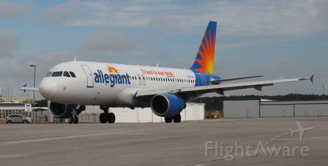 Airbus A320 (N227NV) - An Allegiant Air Airbus A320-214 taxiing along the ramp at Northwest Alabama Regional Airport, Muscle Shoals, AL - August 31, 2018.