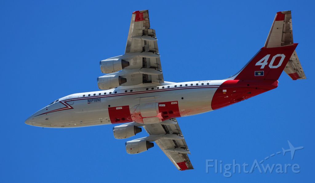 British Aerospace BAe-146-200 (N146FF) - Departing Rogue Valley Intl Airport for the Happy Camp Complex fires.